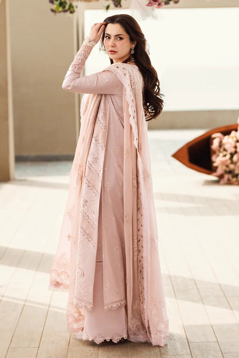 Qalamkar Sahil Inspired Eid Collection 3 Piece Outfit With Net Dupatta FK10 Zoe - Desi Posh