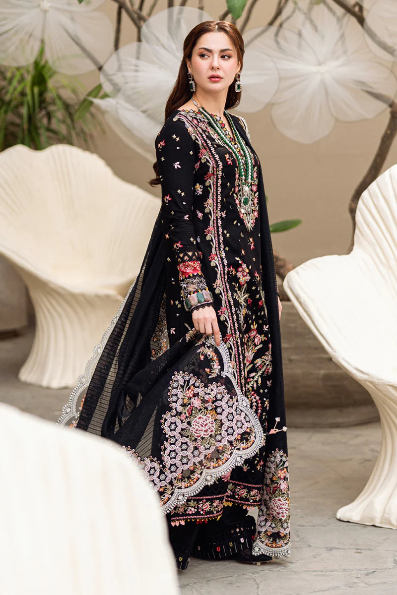 Qalamkar Inspired Eid Collection 3 Piece Outfit With Net Dupatta FP15 Hannah - Desi Posh