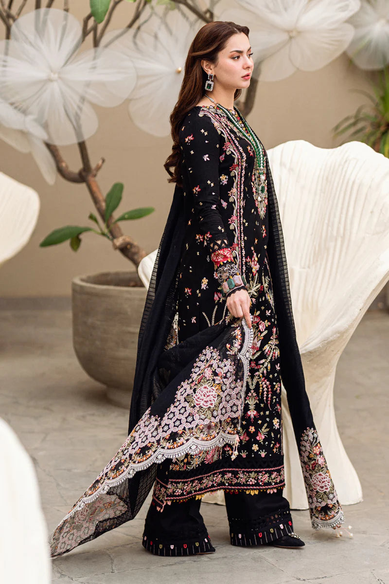Qalamkar Inspired Eid Collection 3 Piece Outfit With Net Dupatta FP15 Hannah - Desi Posh