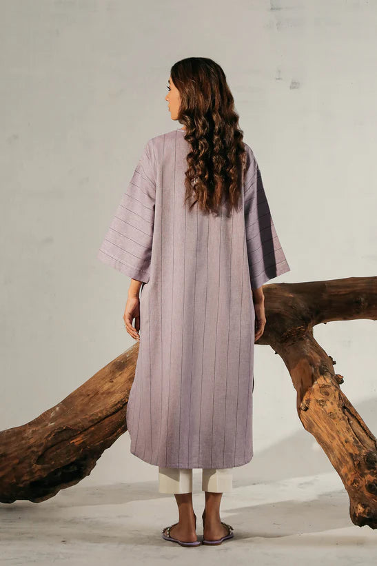 Ethnic PK Designer Mauve Jacquard Kurti Shirt - Desi Posh