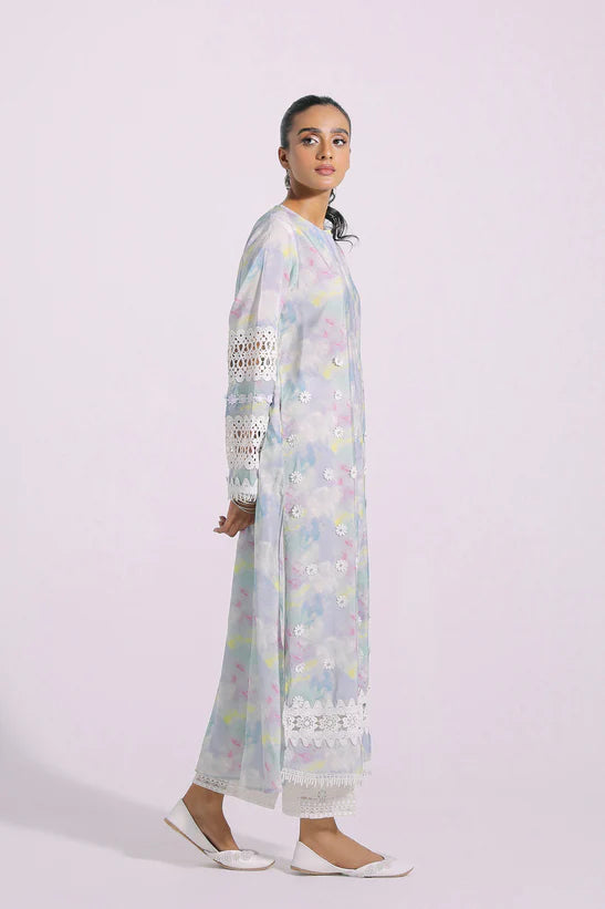 Ethnic Designer Digital Print Embroidered Long Shirt E1333 - Desi Posh