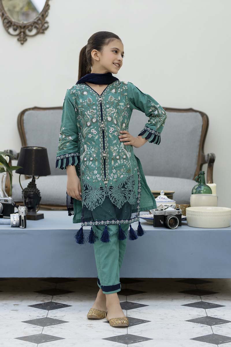 Ally's Mummy & Me Festive Jacquard Girls Eid Suit AL830K - Desi Posh