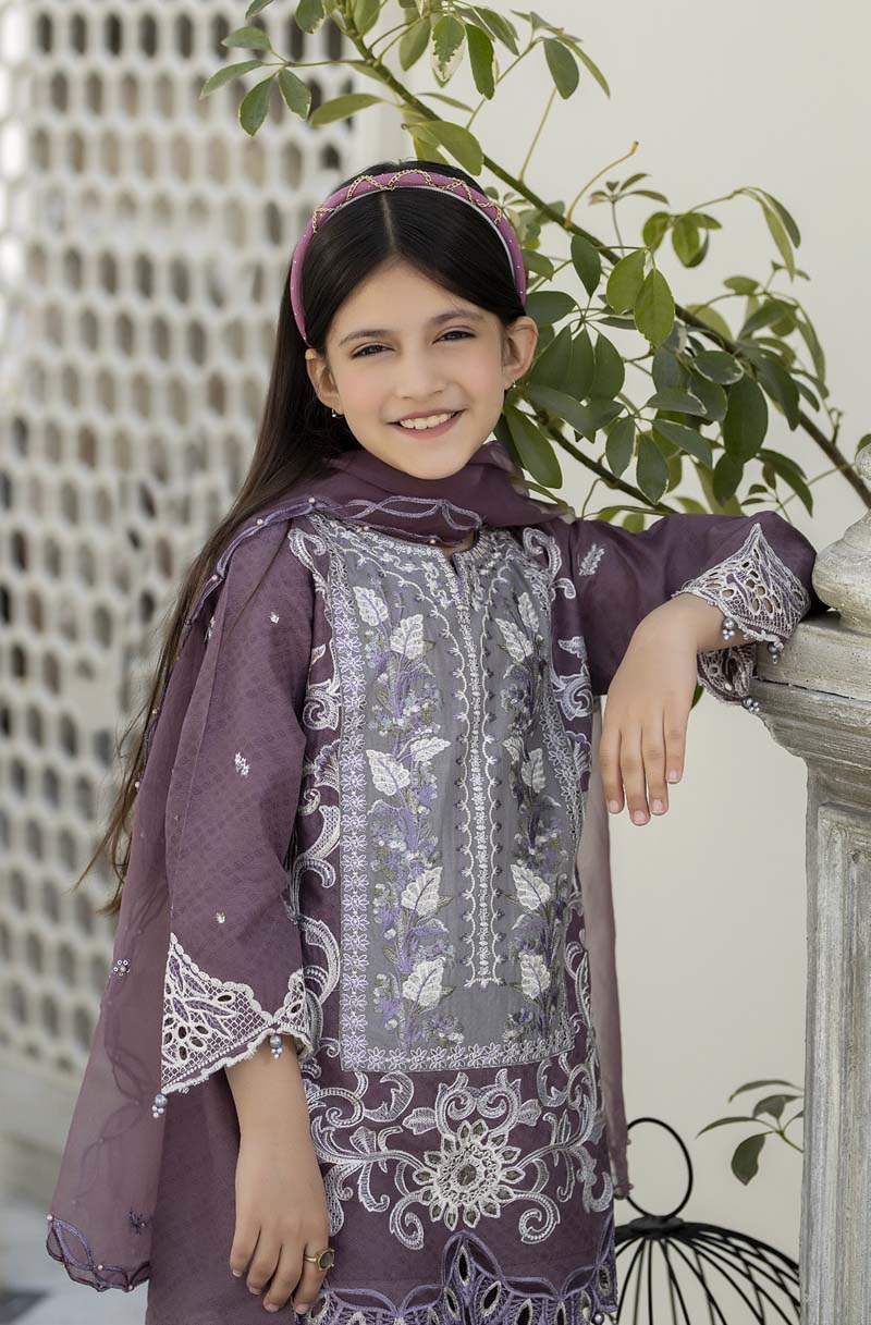 Ally's Mummy & Me Festive Jacquard Girls Eid Suit AL829K - Desi Posh