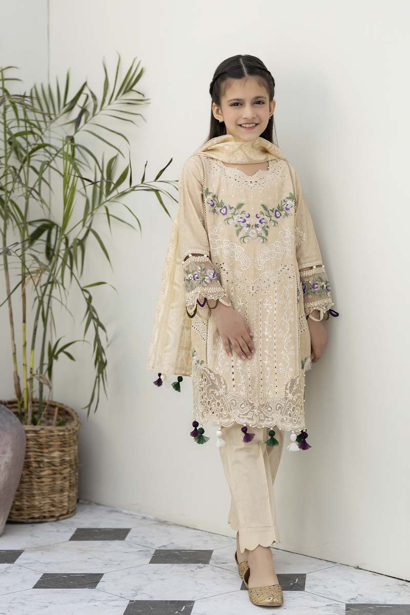 Ally's Mummy & Me Festive Jacquard Girls Eid Suit AL827K - Desi Posh