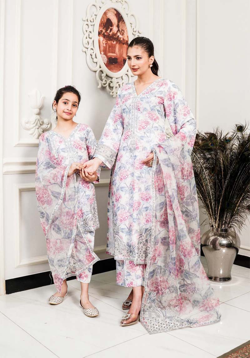 Ethnic Inspired Mummy & Me Kids 3 Piece Outfit Slate - Desi Posh