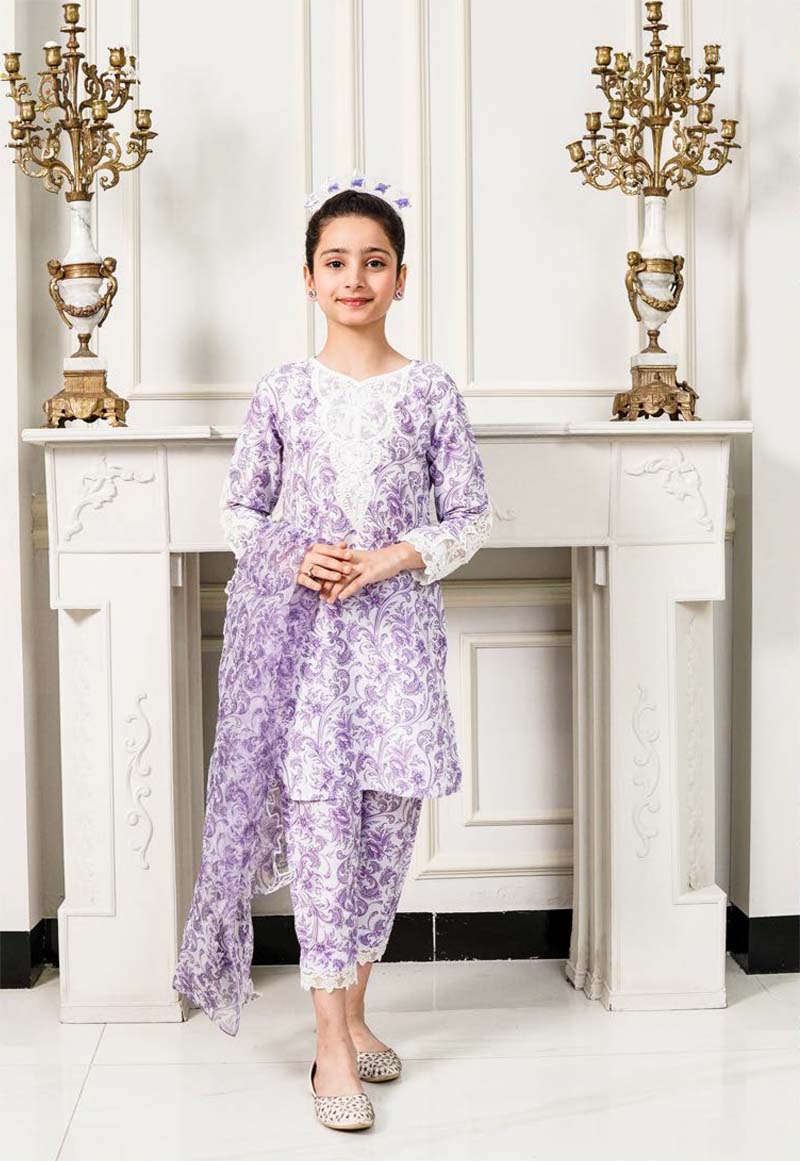 Ethnic Inspired Mummy & Me Kids 3 Piece Outfit Lilac - Desi Posh