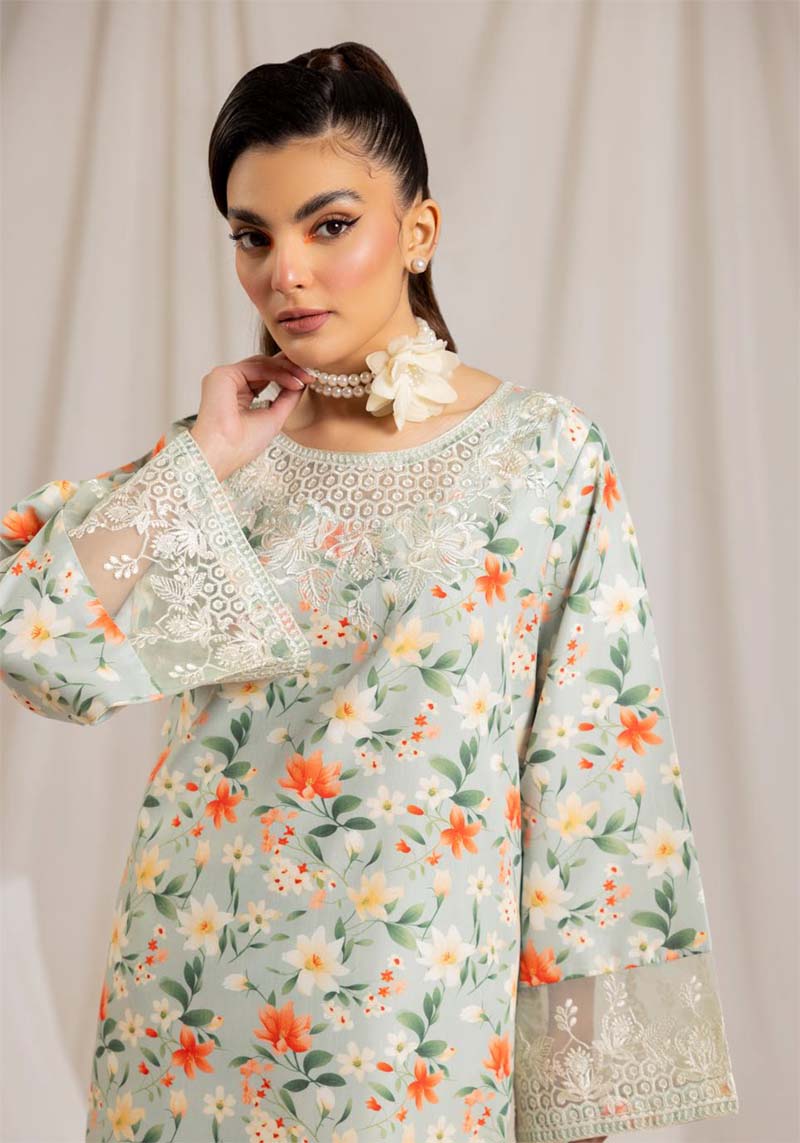 Ethnic Inspired Fully Printed Light Mint Co-ord Two Piece Set - Desi Posh