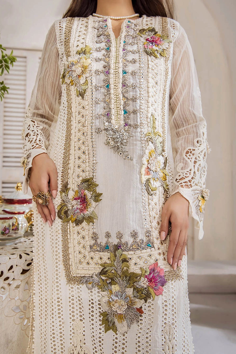 Khuda Baksh F-164 | Off-White Cotton Chikan Pakistani Suit– Desi Posh