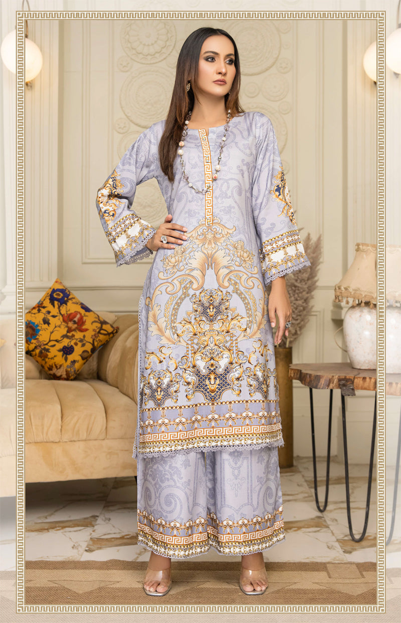 Flora Printed 2 Piece Linen Co-ords Outfit Set Light Grey - Desi Posh