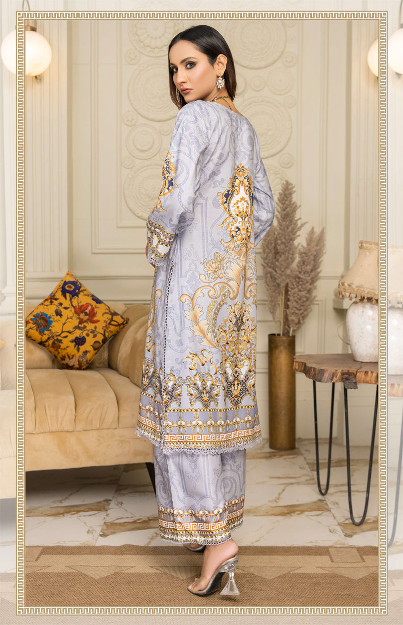 Flora Printed 2 Piece Linen Co-ords Outfit Set Light Grey - Desi Posh