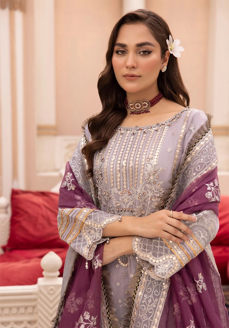 Imrozia Premium Inspired Embroidered 3 Piece Lialaceous Wedding Outfit - Desi Posh