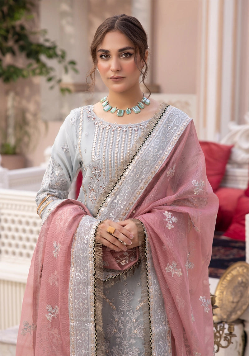 Imrozia Premium Inspired Embroidered 3 Piece Icelandic Wedding Outfit - Desi Posh