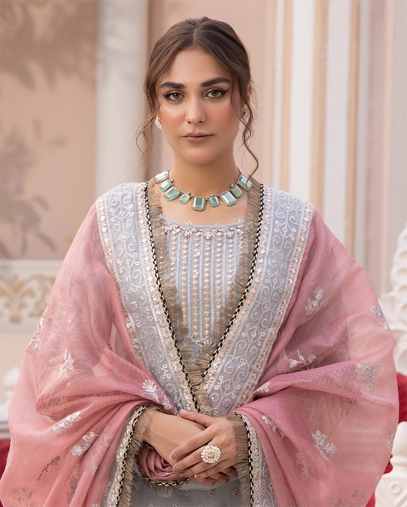Imrozia Premium Inspired Embroidered 3 Piece Icelandic Wedding Outfit - Desi Posh