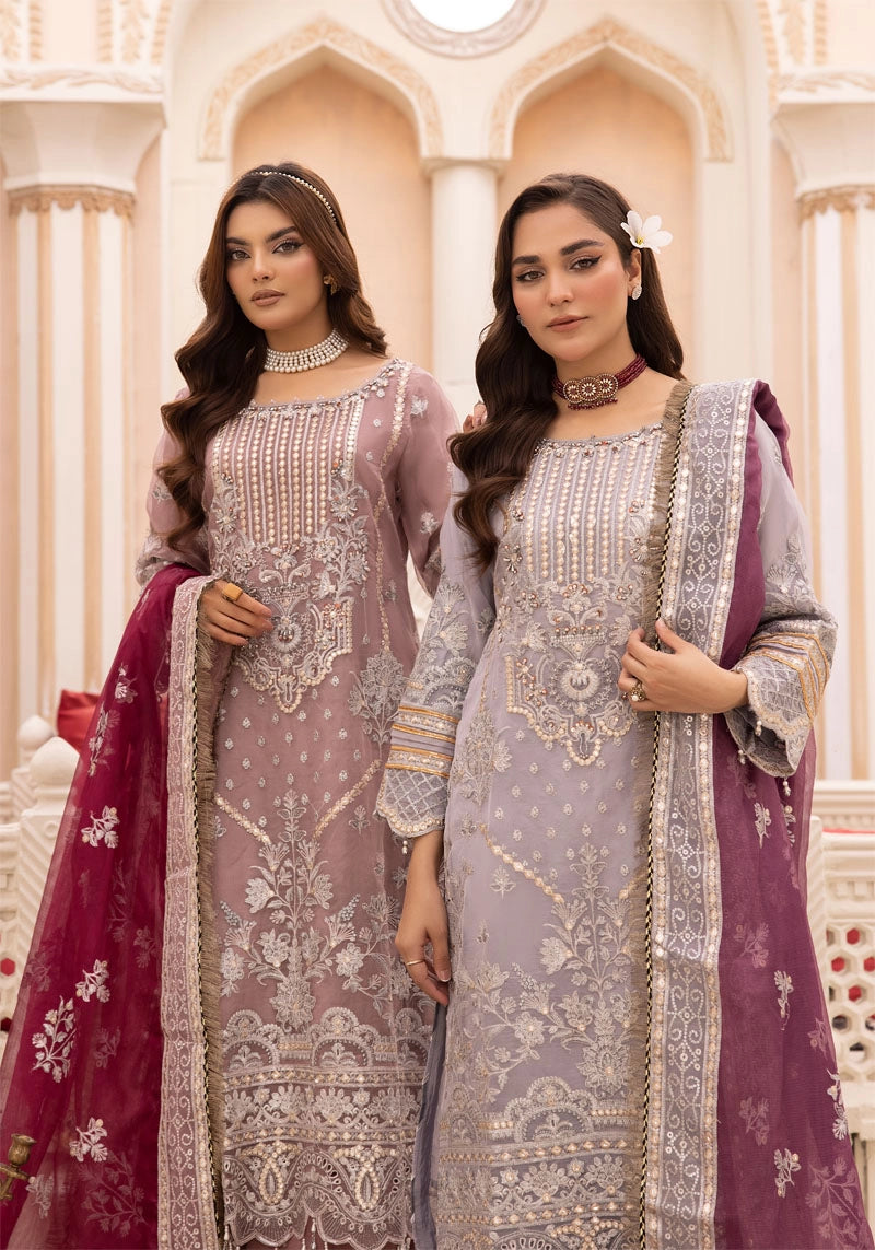 Imrozia Premium Inspired Embroidered 3 Piece Lialaceous Wedding Outfit - Desi Posh