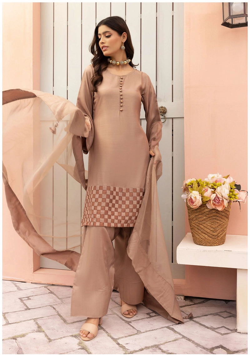 Hussain Rehar inspired Farshi Mummy & Me Ladies Light Brown Party Outfit