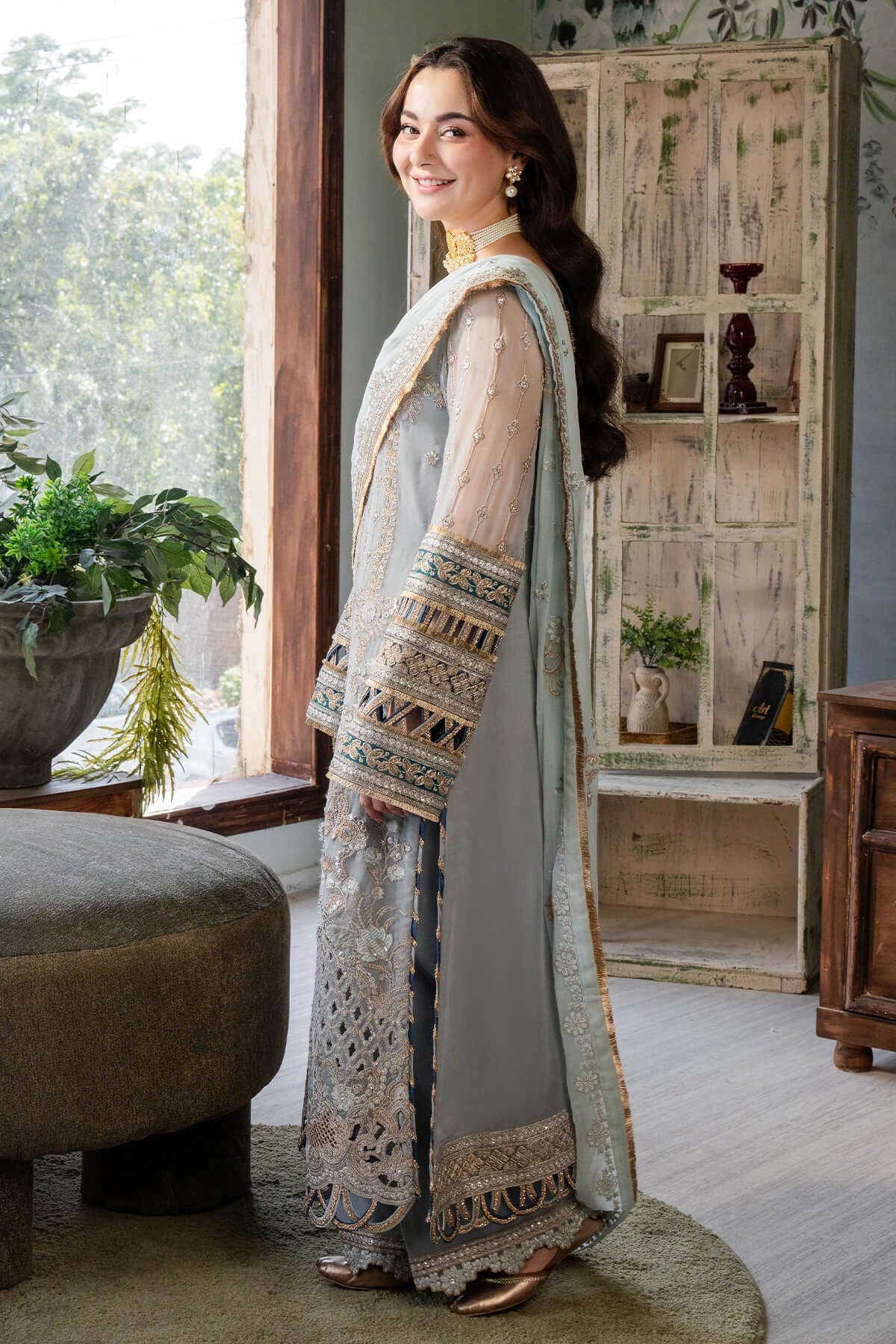 Imrozia Hania Amir Inspired Embroidered 3 Piece Rumman Chiffon Outfit I90