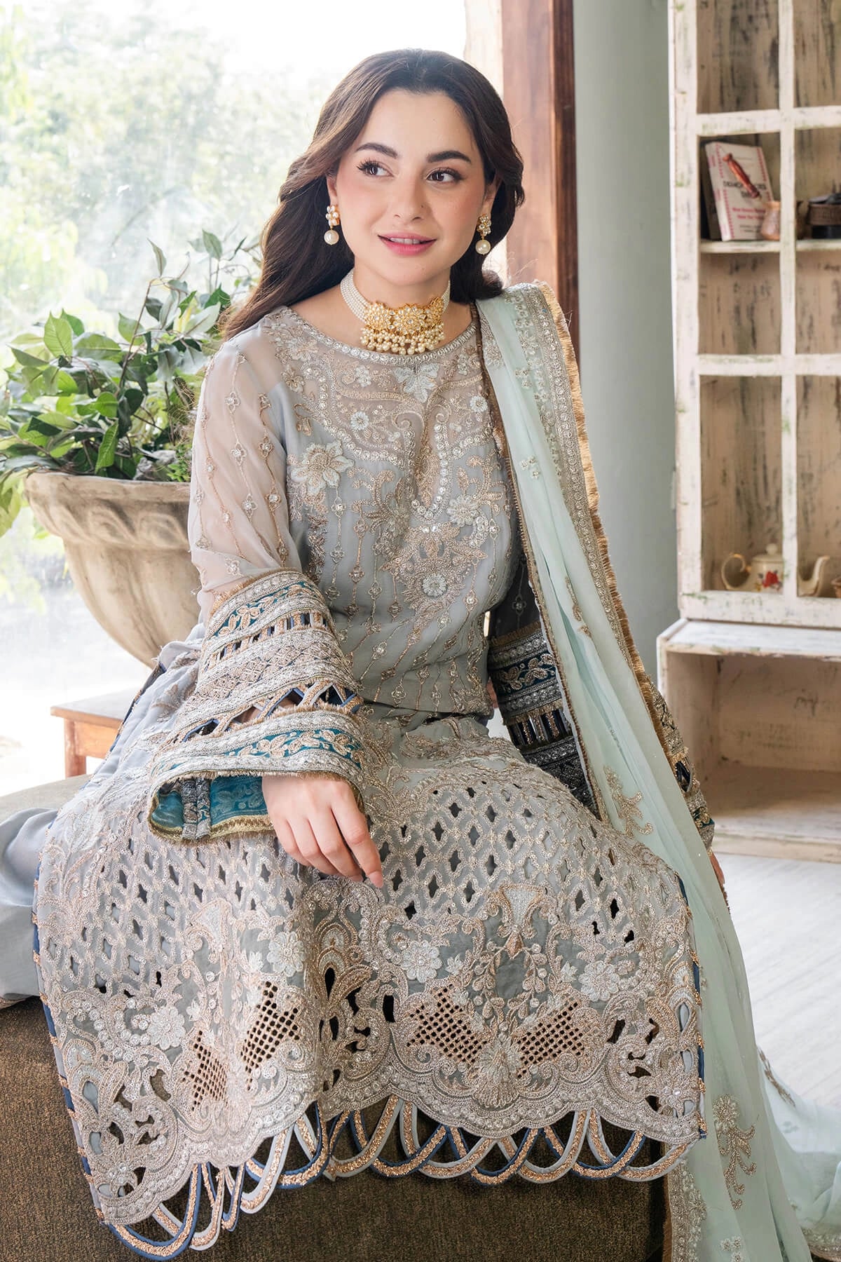 Imrozia Hania Amir Inspired Embroidered 3 Piece Rumman Chiffon Outfit I90