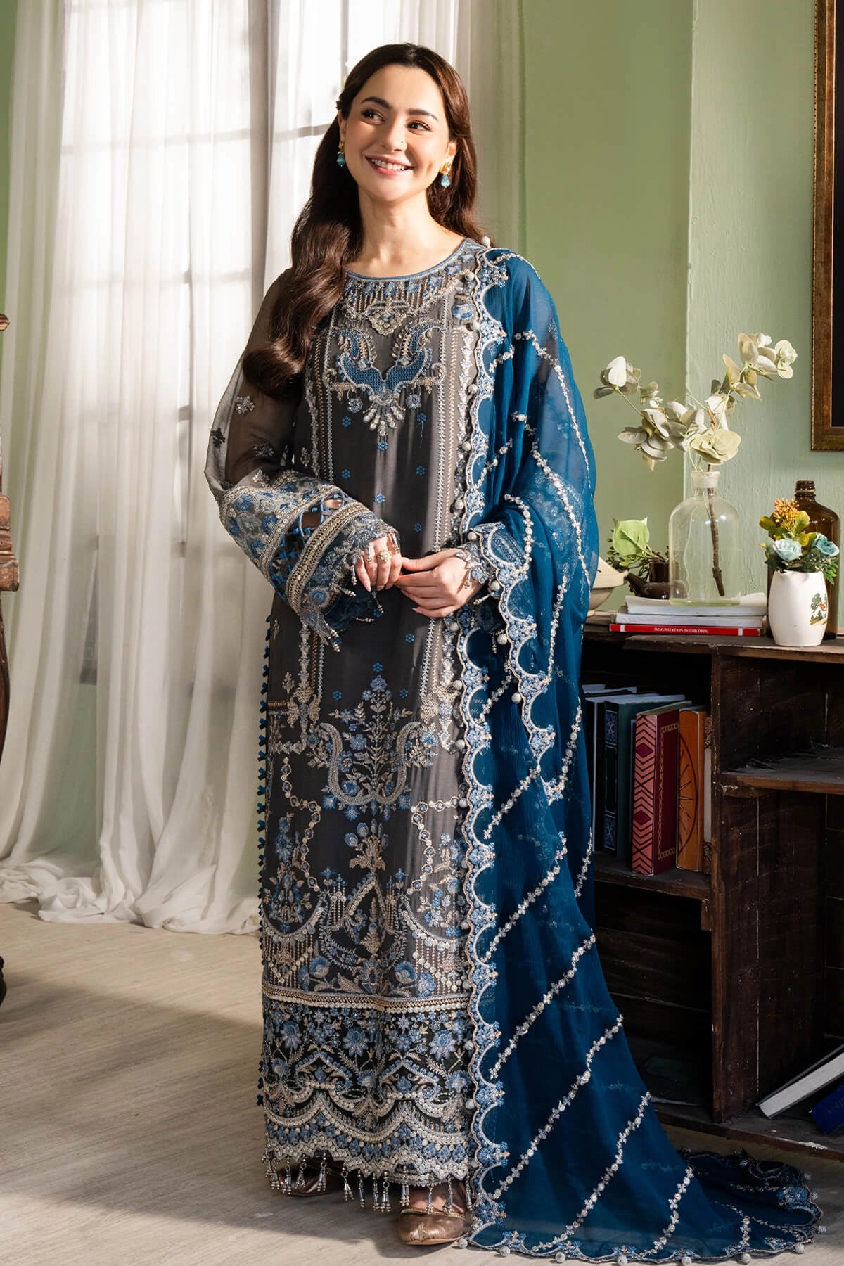 Imrozia Hania Amir Inspired Embroidered 3 Piece Nazaha Chiffon Outfit I92
