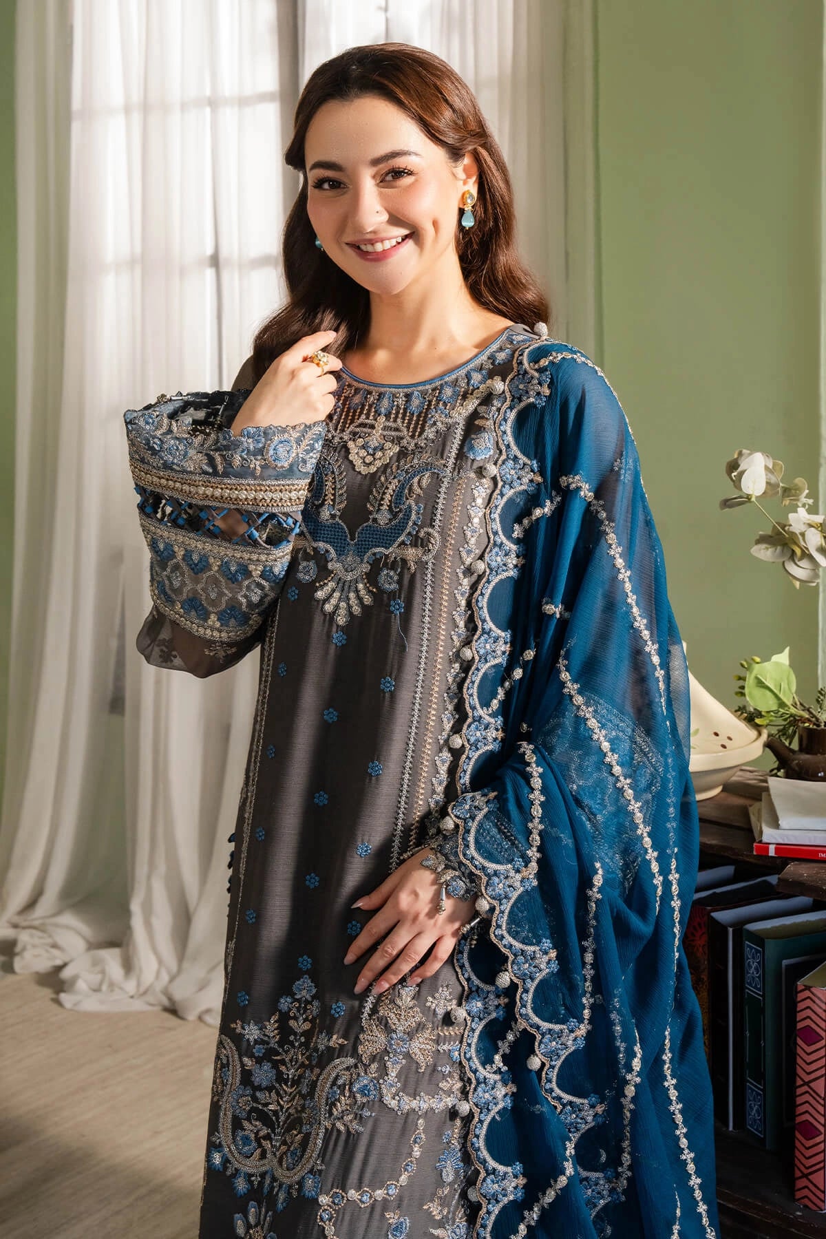 Imrozia Hania Amir Inspired Embroidered 3 Piece Nazaha Chiffon Outfit I92