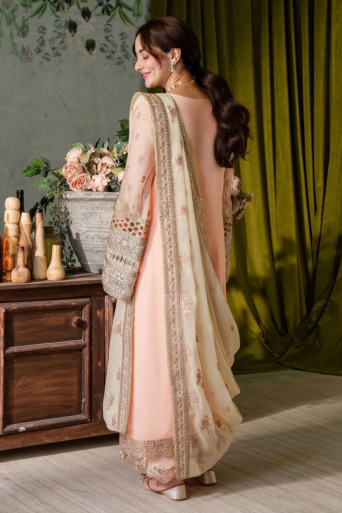 Imrozia Hania Amir Inspired Embroidered 3 Piece Kashud Chiffon Outfit I93