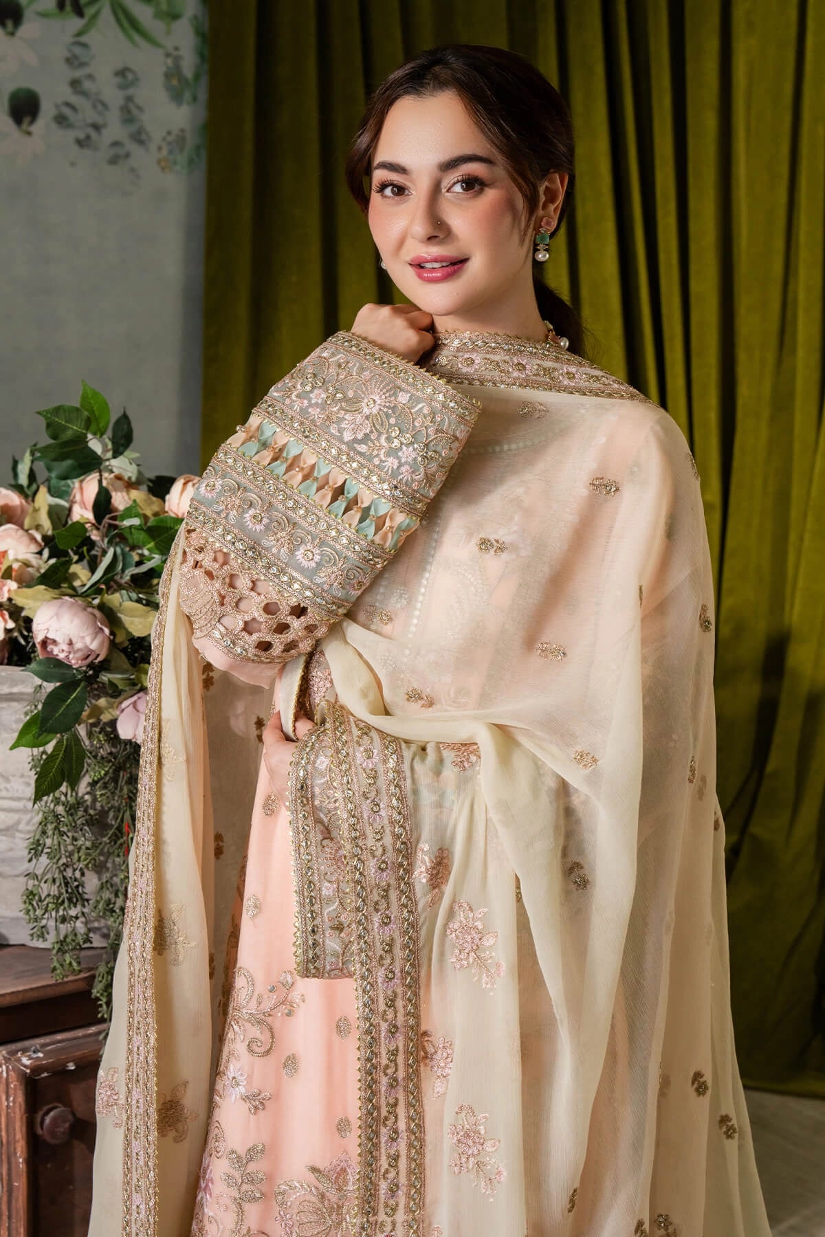 Imrozia Hania Amir Inspired Embroidered 3 Piece Kashud Chiffon Outfit I93