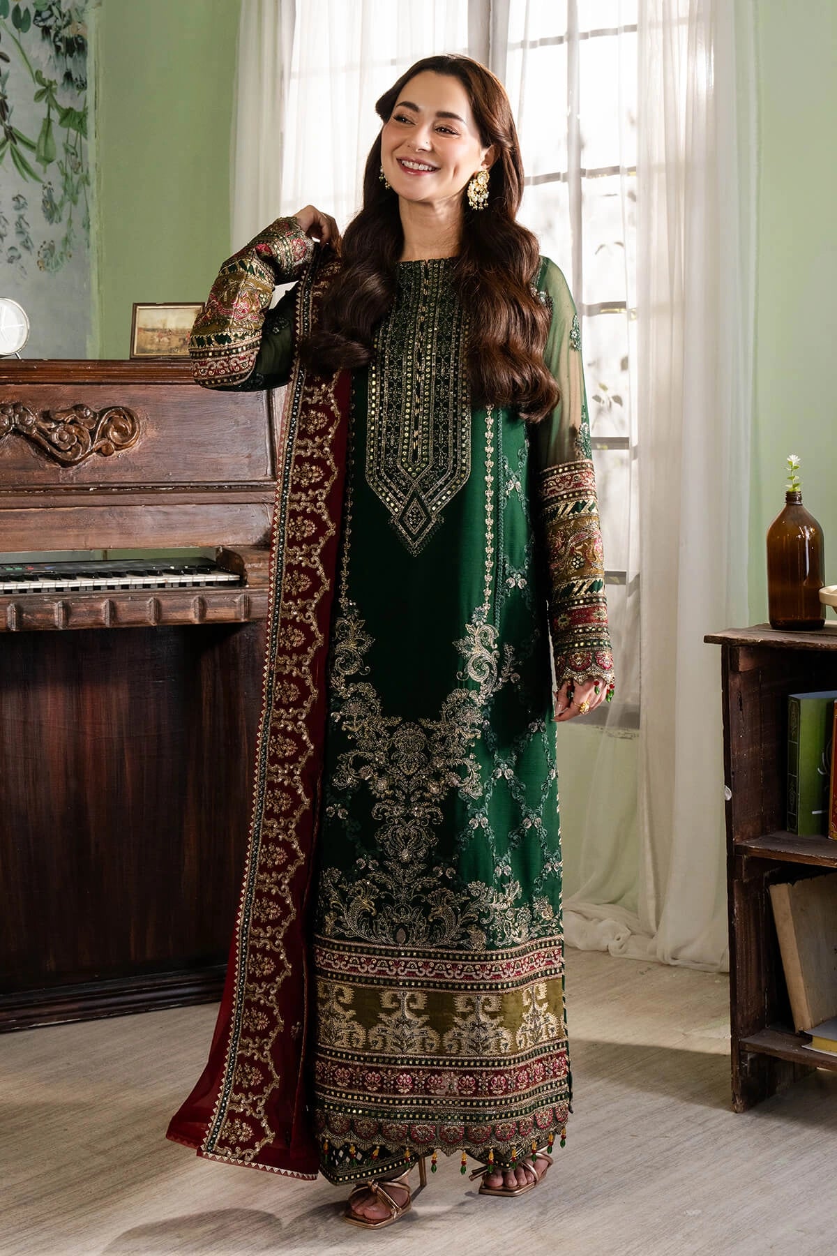 Imrozia Hania Amir Inspired Embroidered 3 Piece Nafay Chiffon Outfit I94
