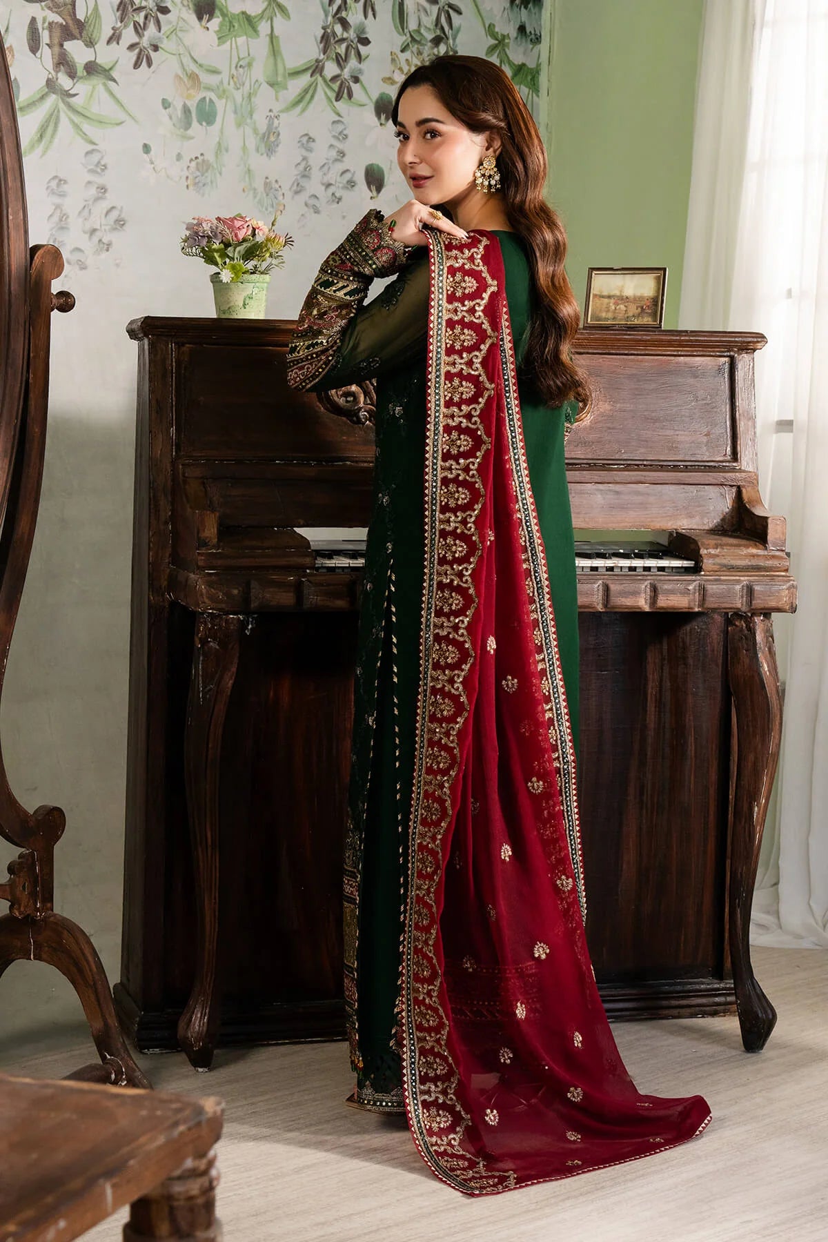 Imrozia Hania Amir Inspired Embroidered 3 Piece Nafay Chiffon Outfit I94