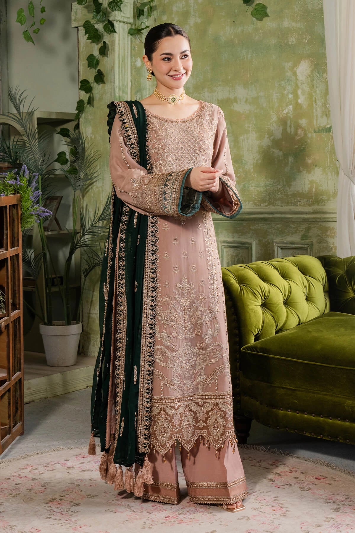 Imrozia Hania Amir Inspired Embroidered 3 Piece Gul Chiffon Outfit I95