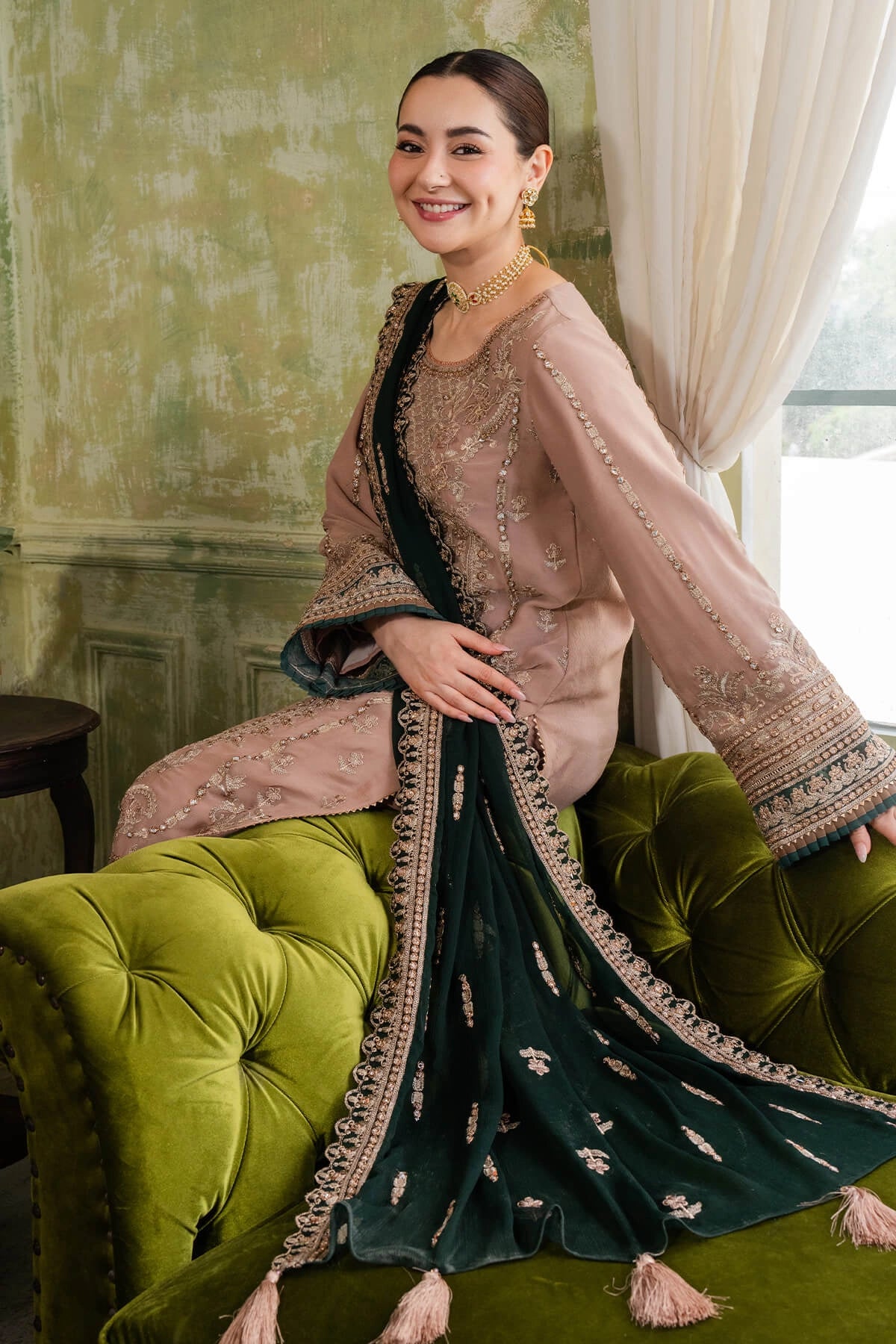Imrozia Hania Amir Inspired Embroidered 3 Piece Gul Chiffon Outfit I95