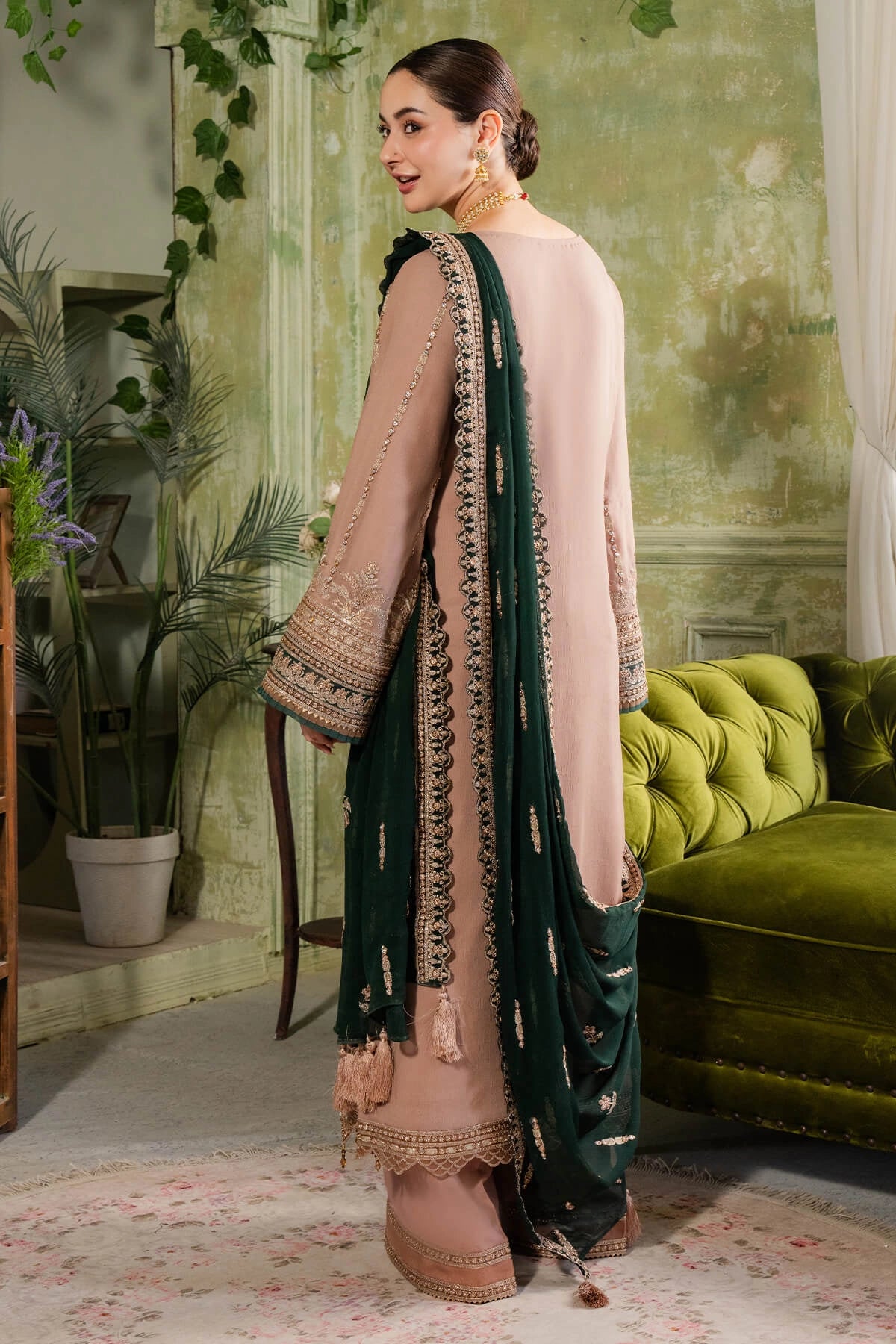 Imrozia Hania Amir Inspired Embroidered 3 Piece Gul Chiffon Outfit I95