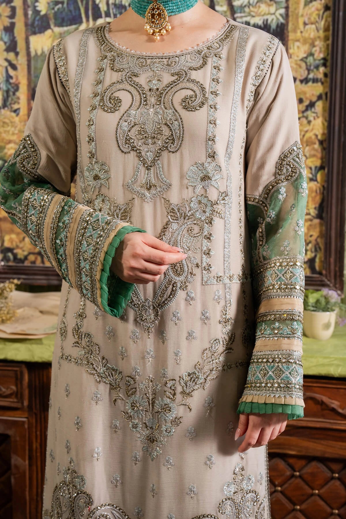 Imrozia Hania Amir Inspired Embroidered 3 Piece Beena Chiffon Outfit I98