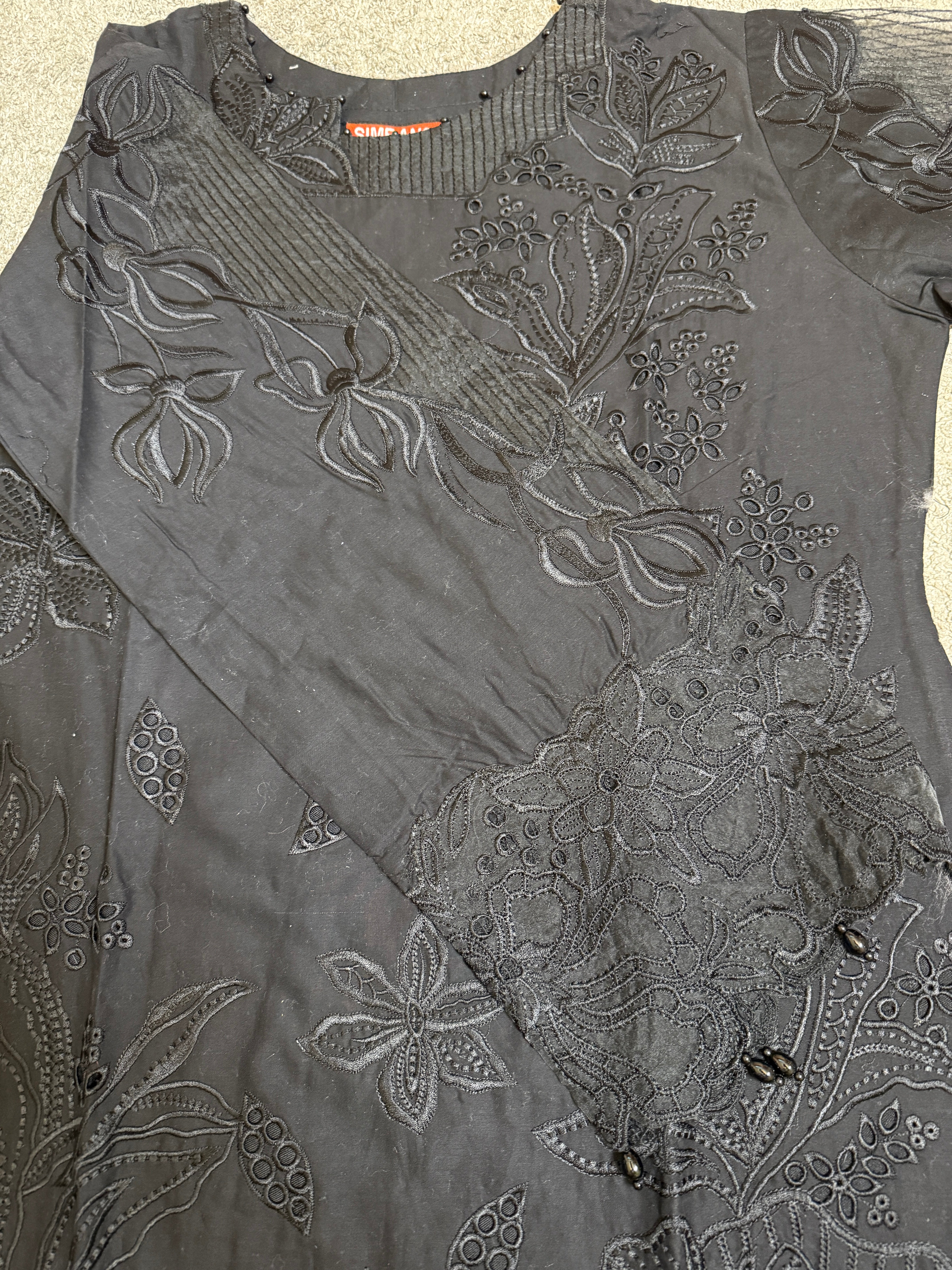 Rang Rasiya Rameen Inspired Embroidered Black 3 Piece Outfit - Desi Posh