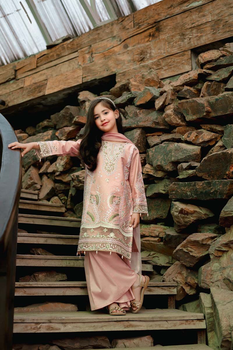 Allys Eid Festive Chikan Kari Mummy & Me Girls Eid Outfit AL810K - Desi Posh