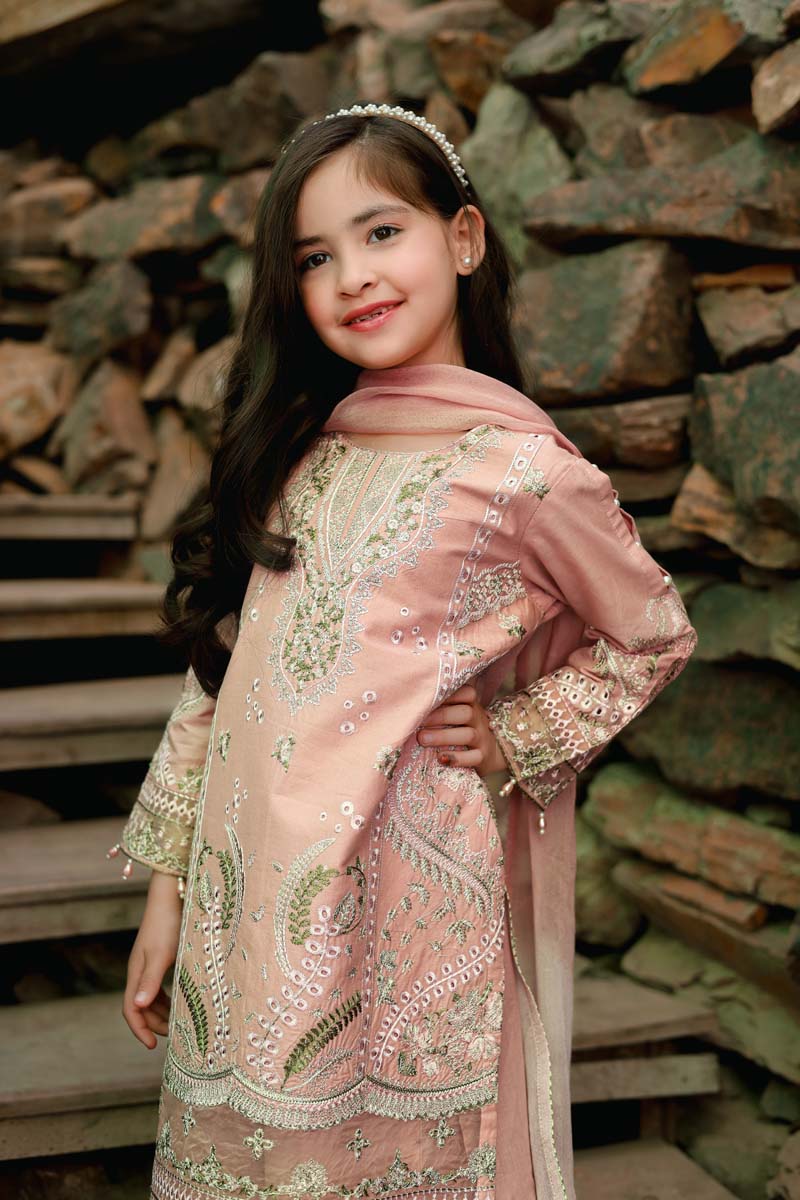 Allys Eid Festive Chikan Kari Mummy & Me Girls Eid Outfit AL810K - Desi Posh