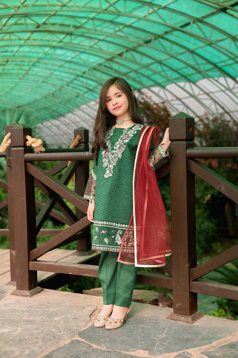 Allys Eid Festive Chikan Kari Mummy & Me Girls Eid Outfit AL809K - Desi Posh