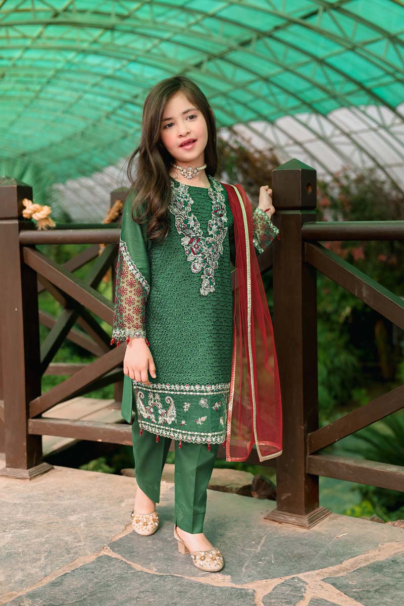 Allys Eid Festive Chikan Kari Mummy & Me Girls Eid Outfit AL809K - Desi Posh