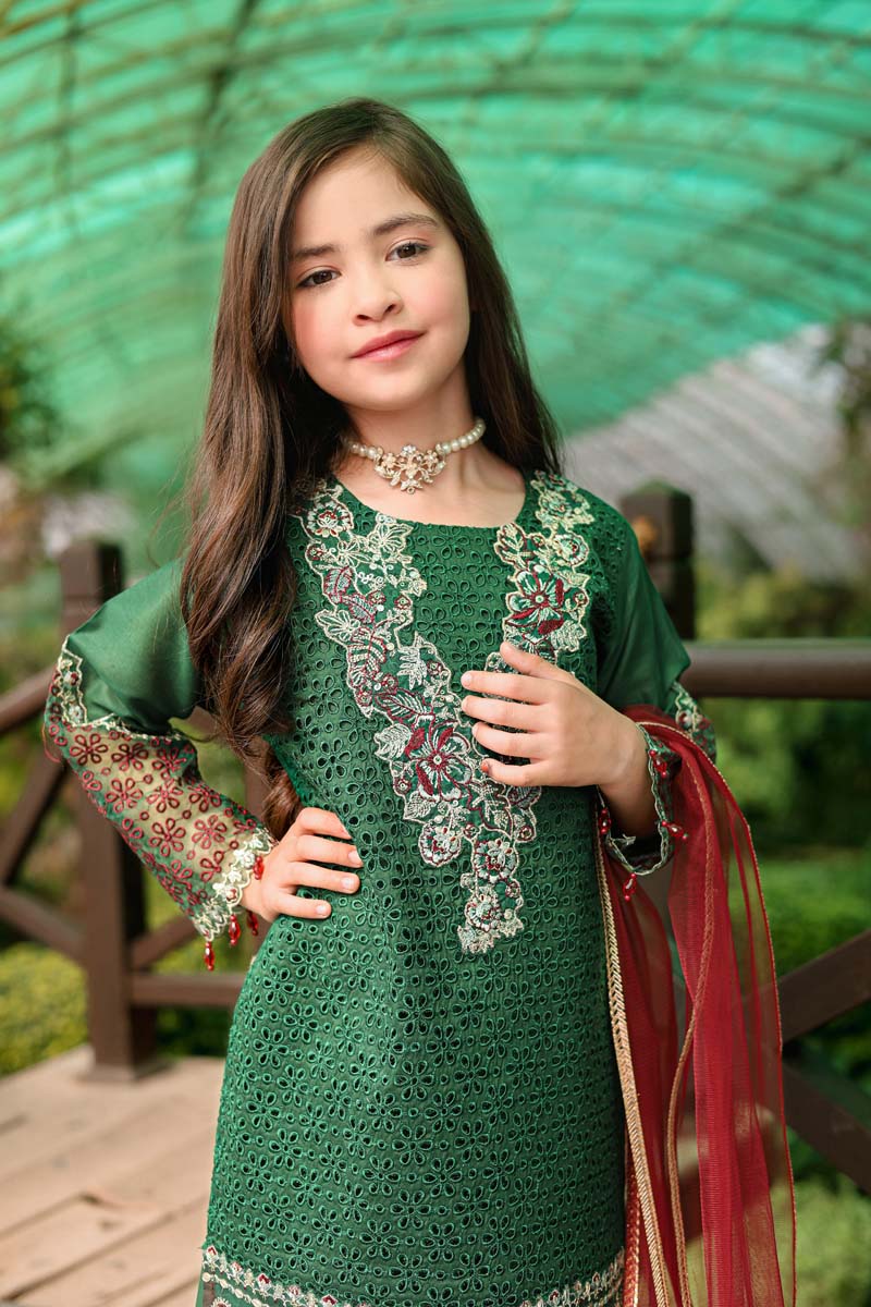 Allys Eid Festive Chikan Kari Mummy & Me Girls Eid Outfit AL809K - Desi Posh