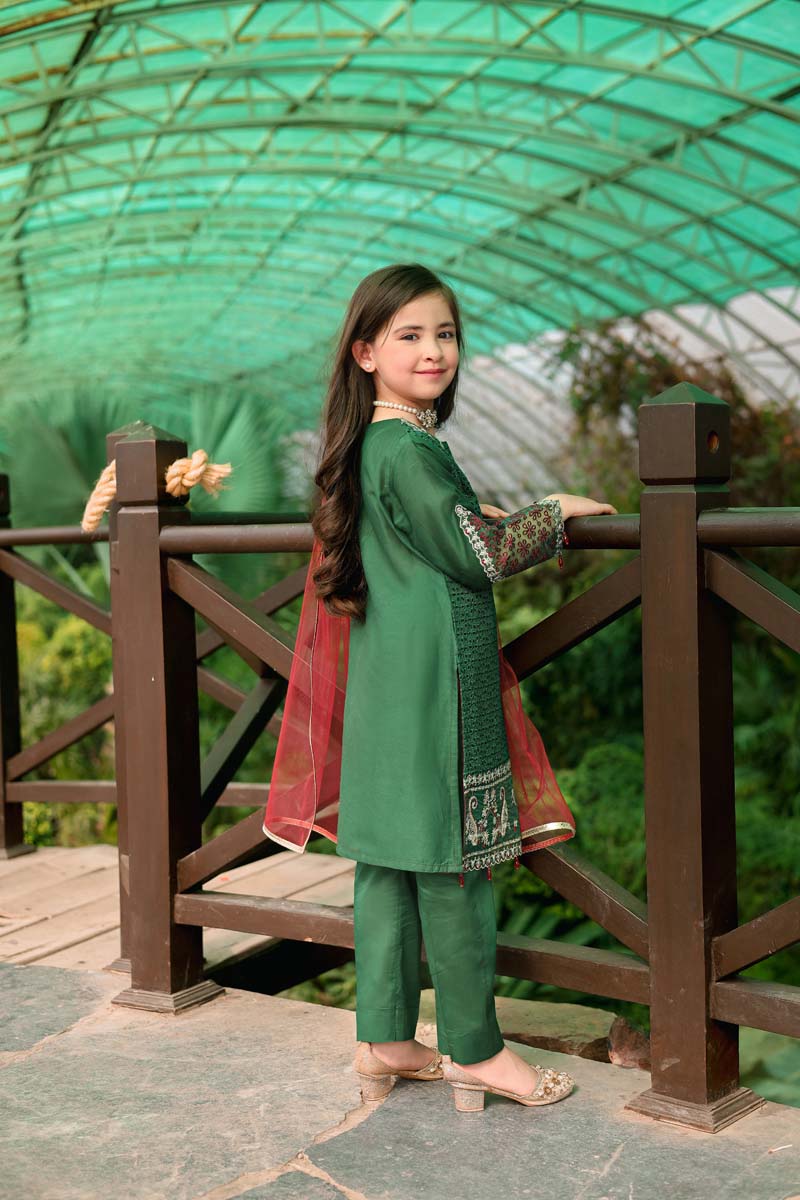 Allys Eid Festive Chikan Kari Mummy & Me Girls Eid Outfit AL809K - Desi Posh