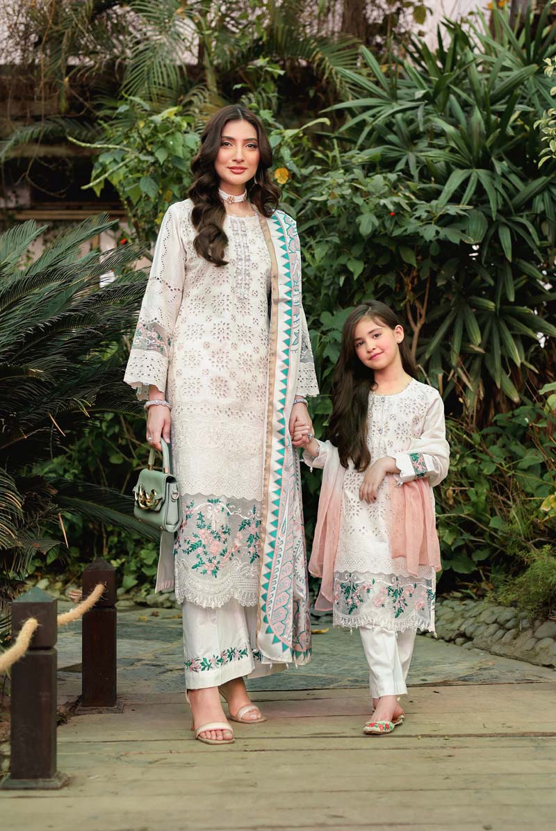 Allys Eid Festive Chikan Kari Mummy & Me Ladies Eid Outfit AL806 - Desi Posh