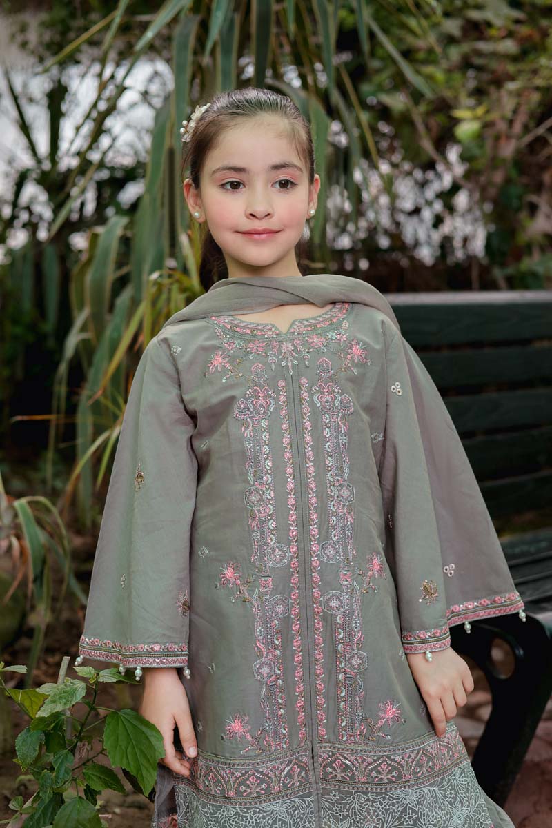 Allys Eid Festive Chikan Kari Mummy & Me Girls Eid Outfit AL812K - Desi Posh