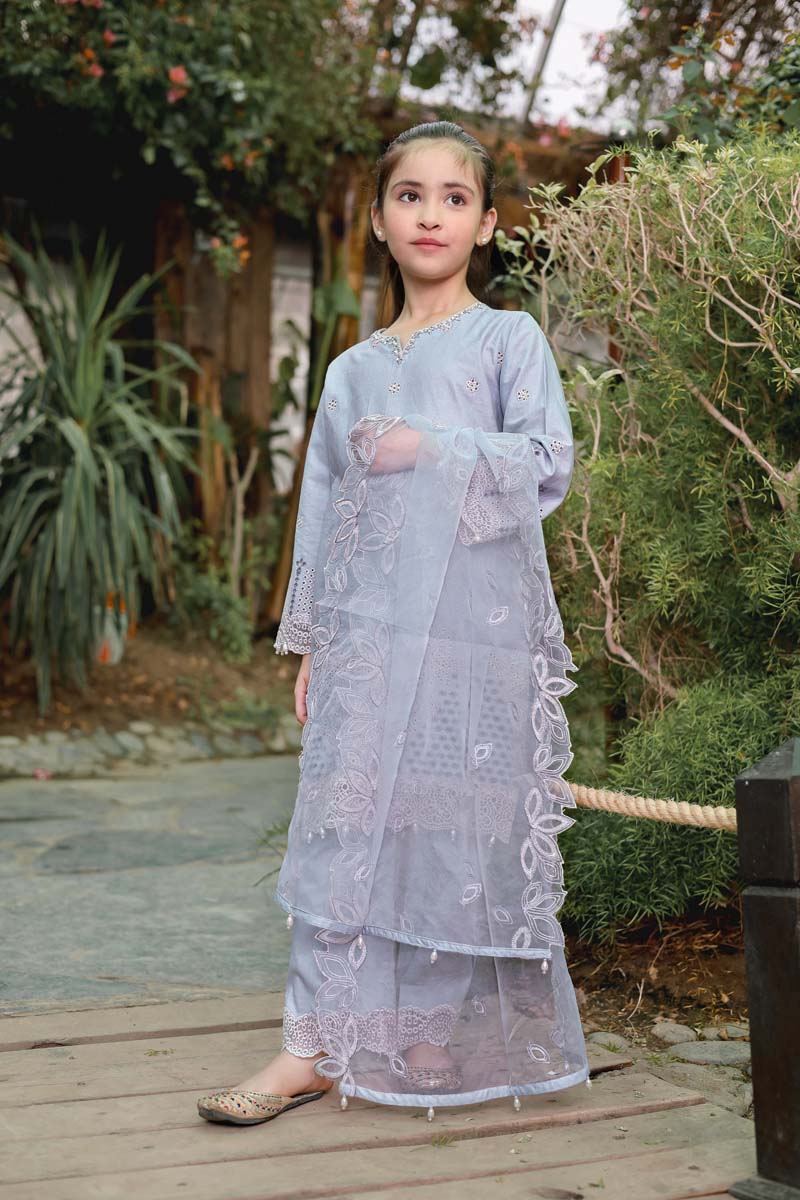 Allys Eid Festive Chikan Kari Mummy & Me Girls Eid Outfit AL811K - Desi Posh