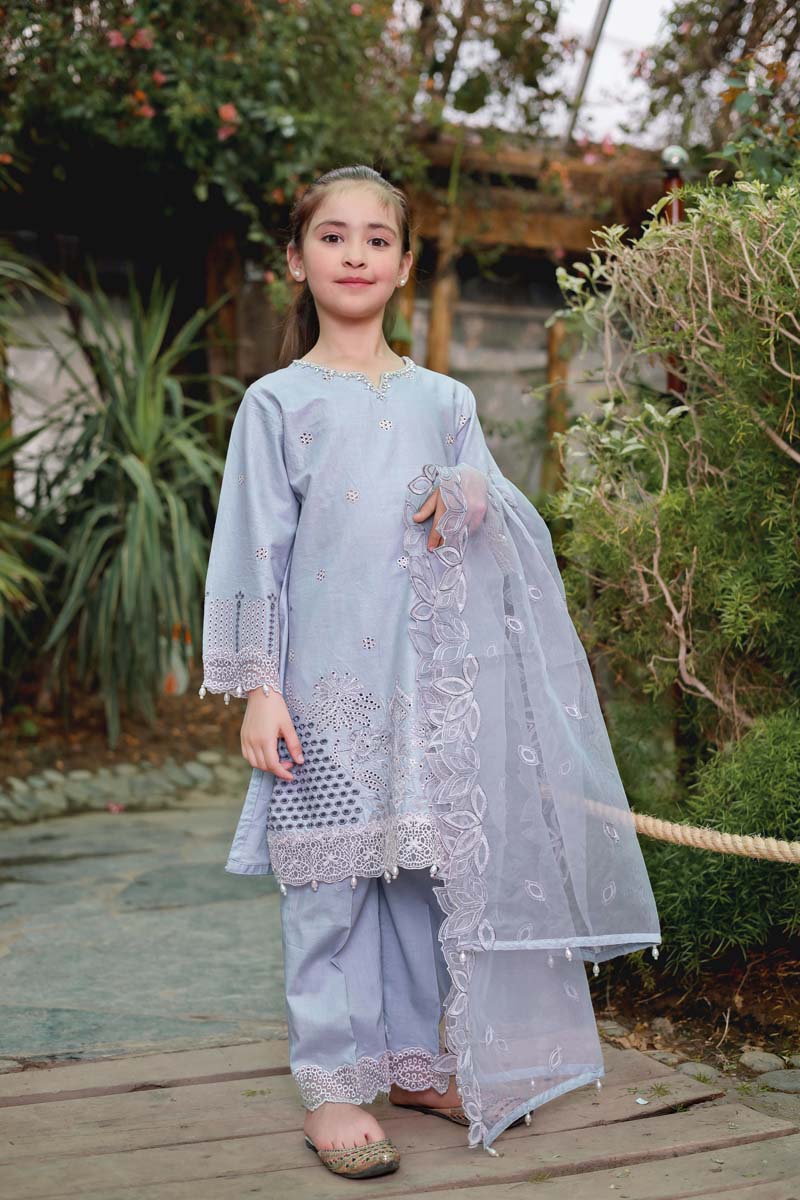 Allys Eid Festive Chikan Kari Mummy & Me Girls Eid Outfit AL811K - Desi Posh