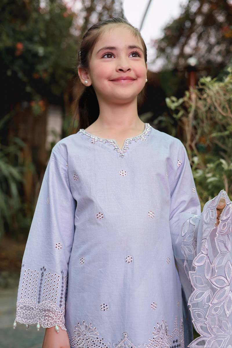 Allys Eid Festive Chikan Kari Mummy & Me Girls Eid Outfit AL811K - Desi Posh