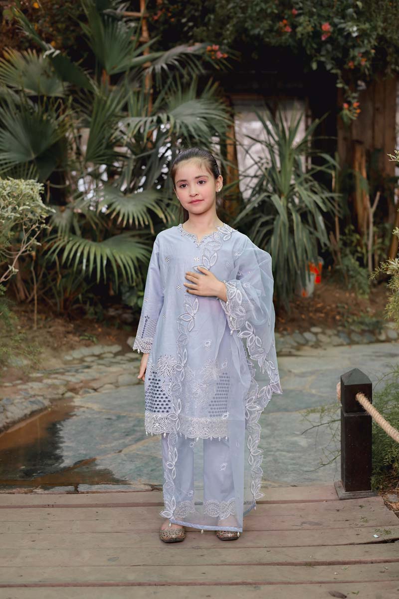 Allys Eid Festive Chikan Kari Mummy & Me Girls Eid Outfit AL811K - Desi Posh