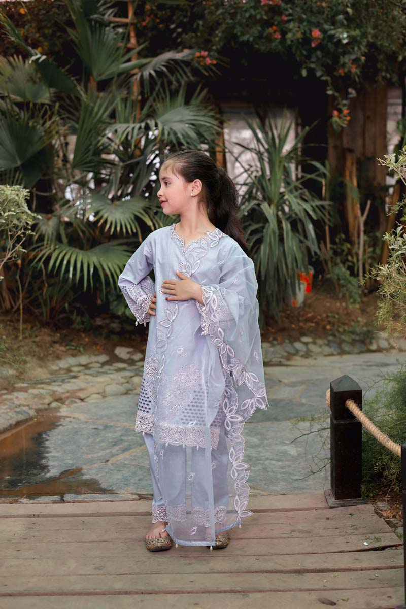 Allys Eid Festive Chikan Kari Mummy & Me Girls Eid Outfit AL811K - Desi Posh