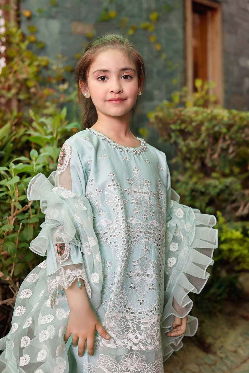 Allys Eid Festive Chikan Kari Mummy & Me Girls Eid Outfit AL805K - Desi Posh