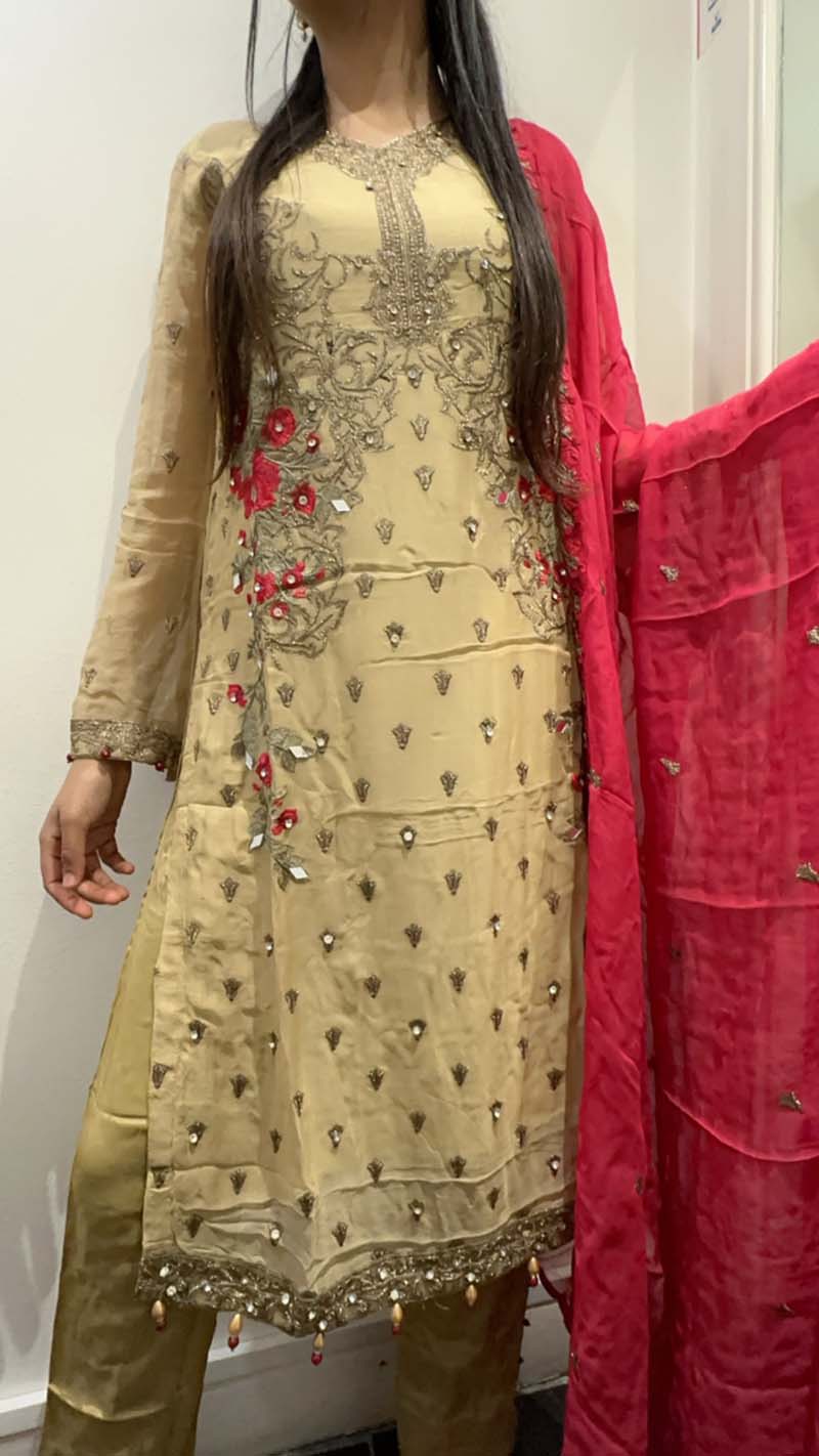 Simrans Abstract Fantasy Chiffon Outfit With Embroidered Dupatta - Desi Posh