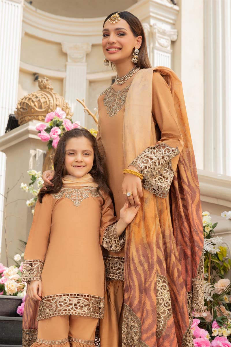 Ivana Luxury Silk Mummy & Me Ladies Rust Outfit 2376 - Desi Posh