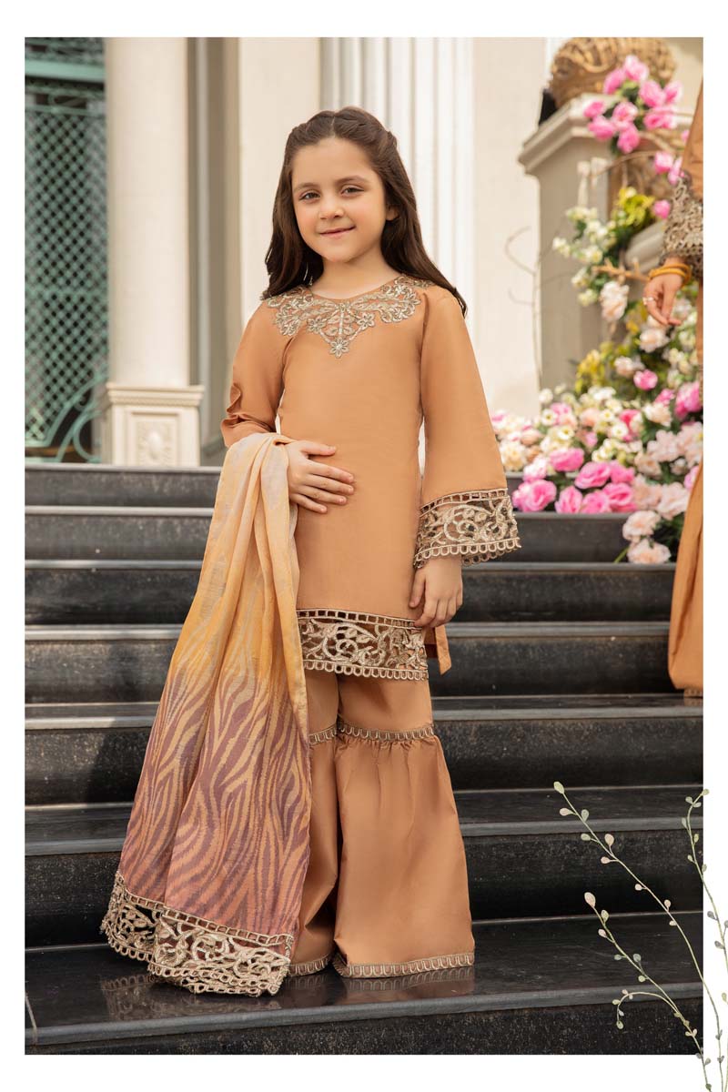 Ivana Luxury Silk Mummy & Me Girls Rust Outfit 2376K - Desi Posh
