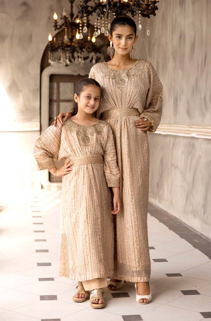 Jeem Mummy & Me Ladies Beige 3 Piece Wedding Kaftan